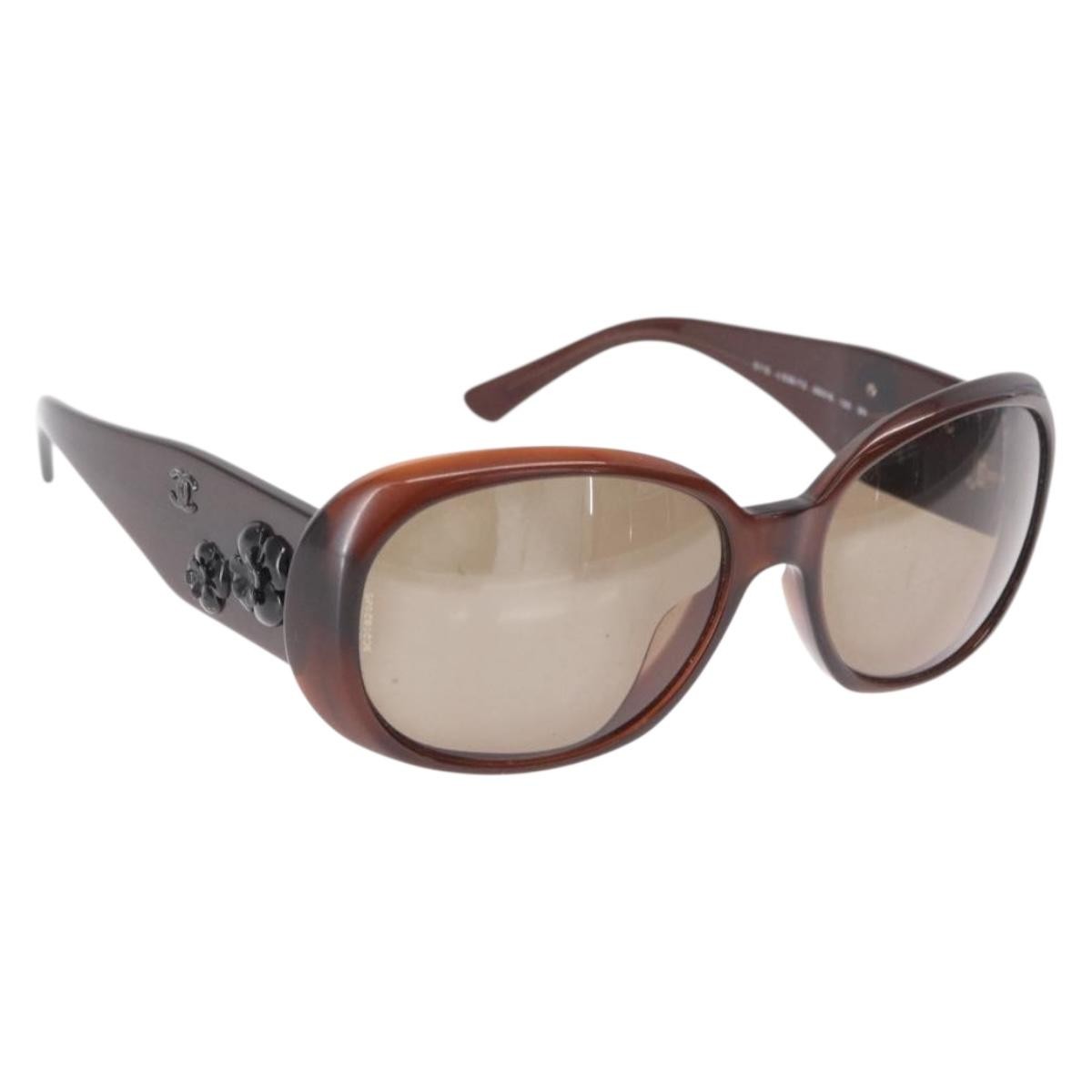 Chanel Camélia Plastic Brown Plastic Sunglasse Accessory (Pre-Owned)