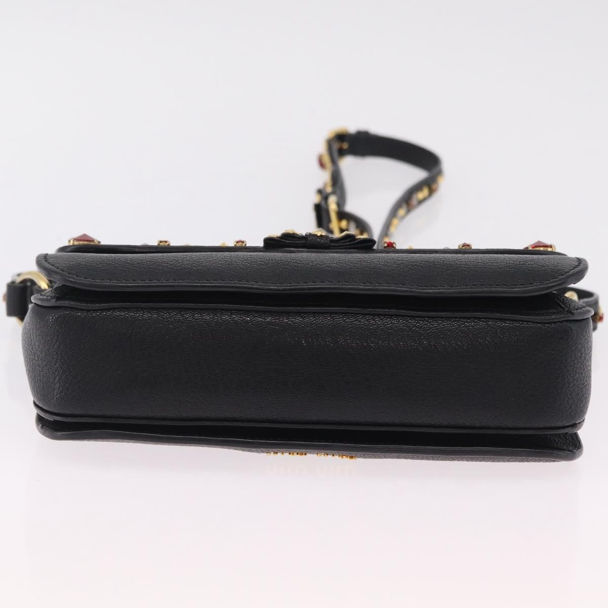 Miu Miu Shoulder Leather Black Leather Shoulder Bag Bag (Pre-Owned)