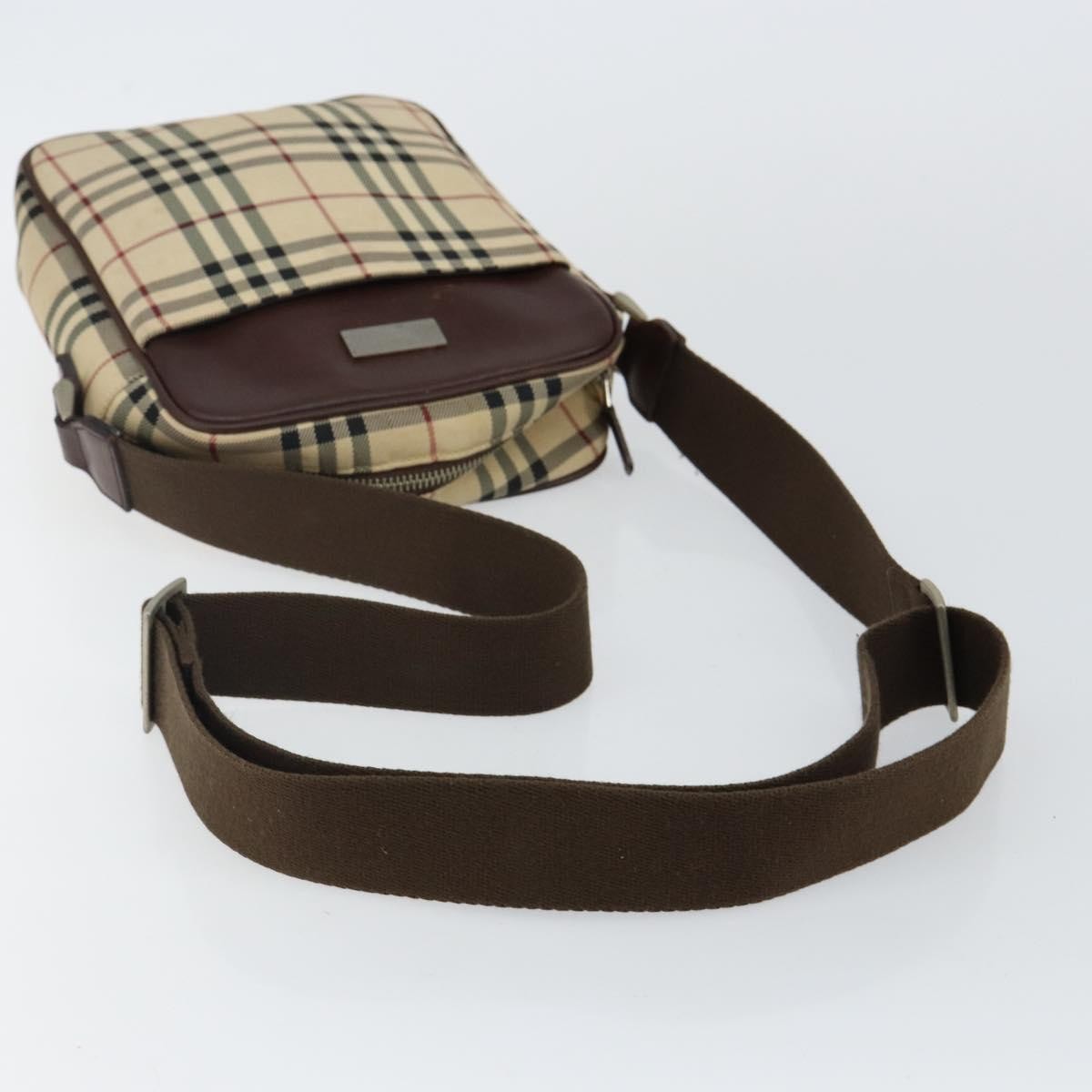 Burberry Zip Messenger Nova Check Canvas And Leather Beige Canvas Shoulder Bag Bag (Pre-Owned)