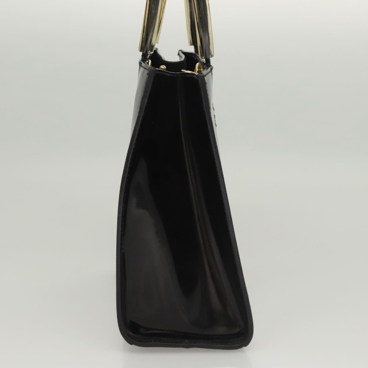 Salvatore Ferragamo Vintage Patent Leather Black Patent_Leather Handbag (Pre-Owned)