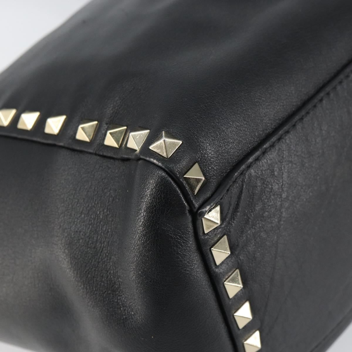 Valentino Garavani Rockstud Tote Soft Leather Black Leather Tote Bag Bag (Pre-Owned)
