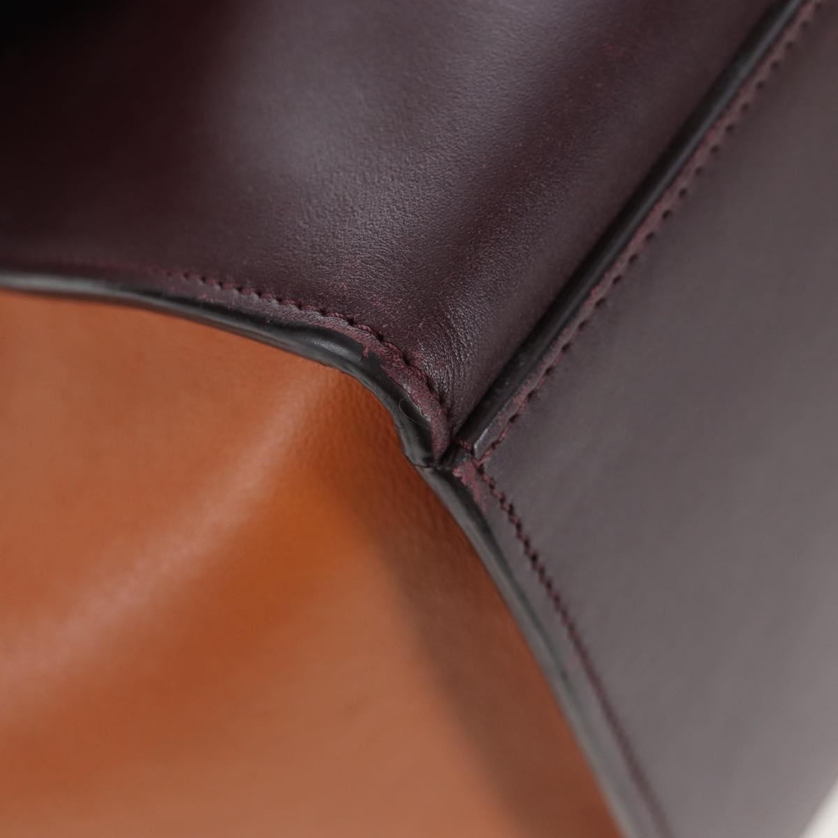 Celine Tricolor Trapeze Leather Burgundy Leather Handbag (Pre-Owned)