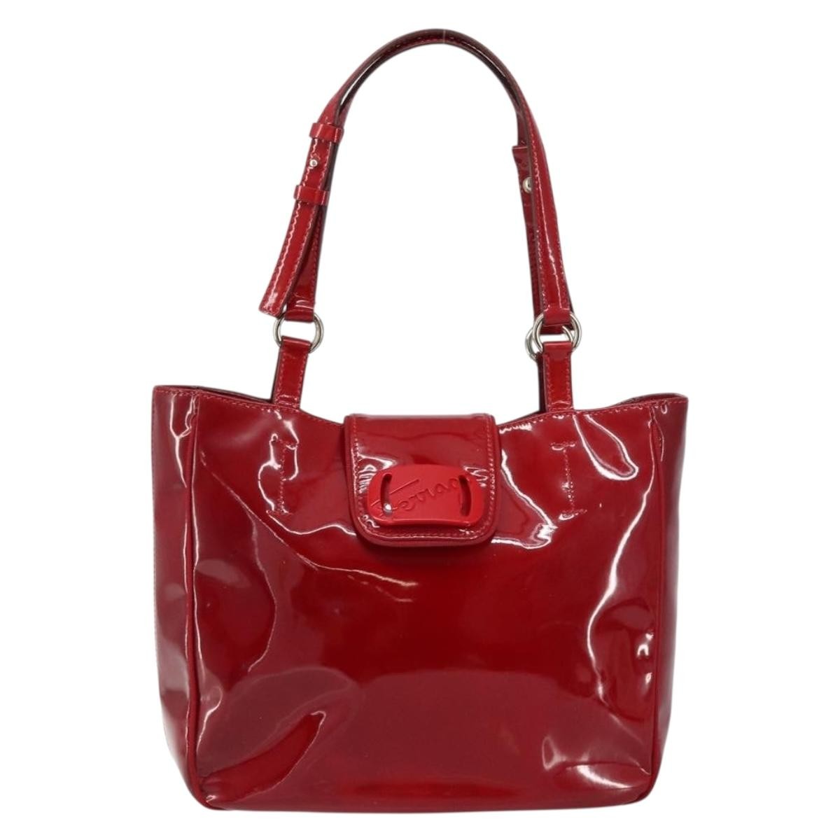 Salvatore Ferragamo Vintage Patent Leather Red Patent_Leather Tote Bag Bag (Pre-Owned)
