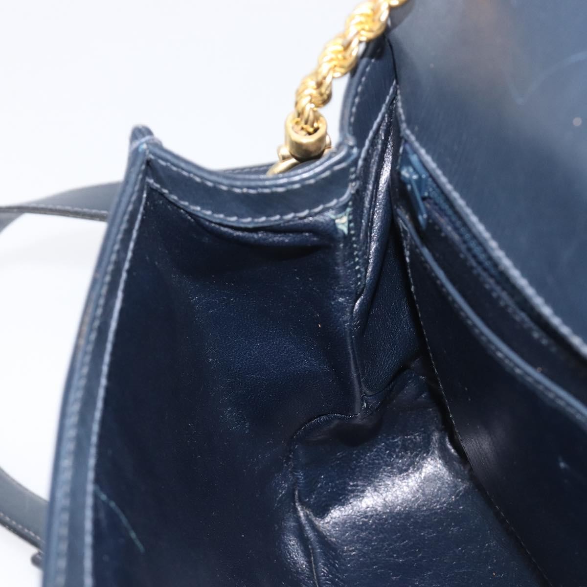 Gucci Shoulder Leather Navy Leather Shoulder Bag Bag (Pre-Owned)
