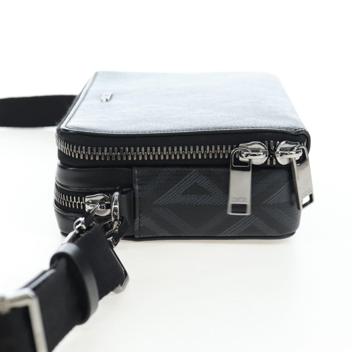Christian Dior Double Zip Cd Diamond Coated Canvas Black Canvas Crossbody Bag Bag (Pre-Owned)