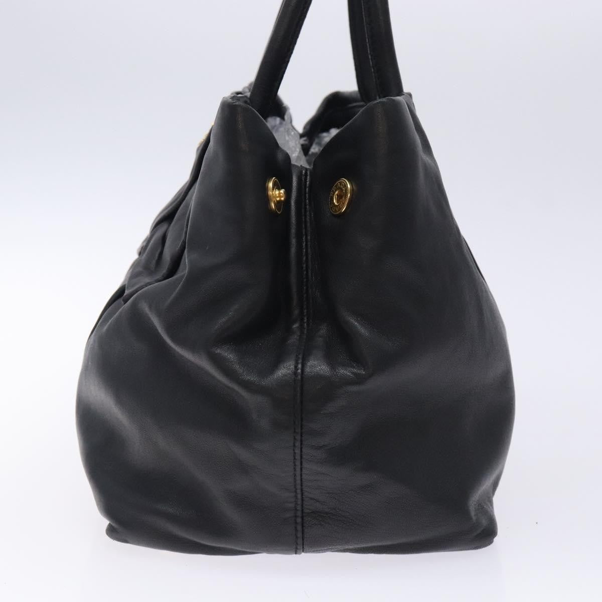 Prada Bow Tote Leather Black Leather Tote Bag Bag (Pre-Owned)