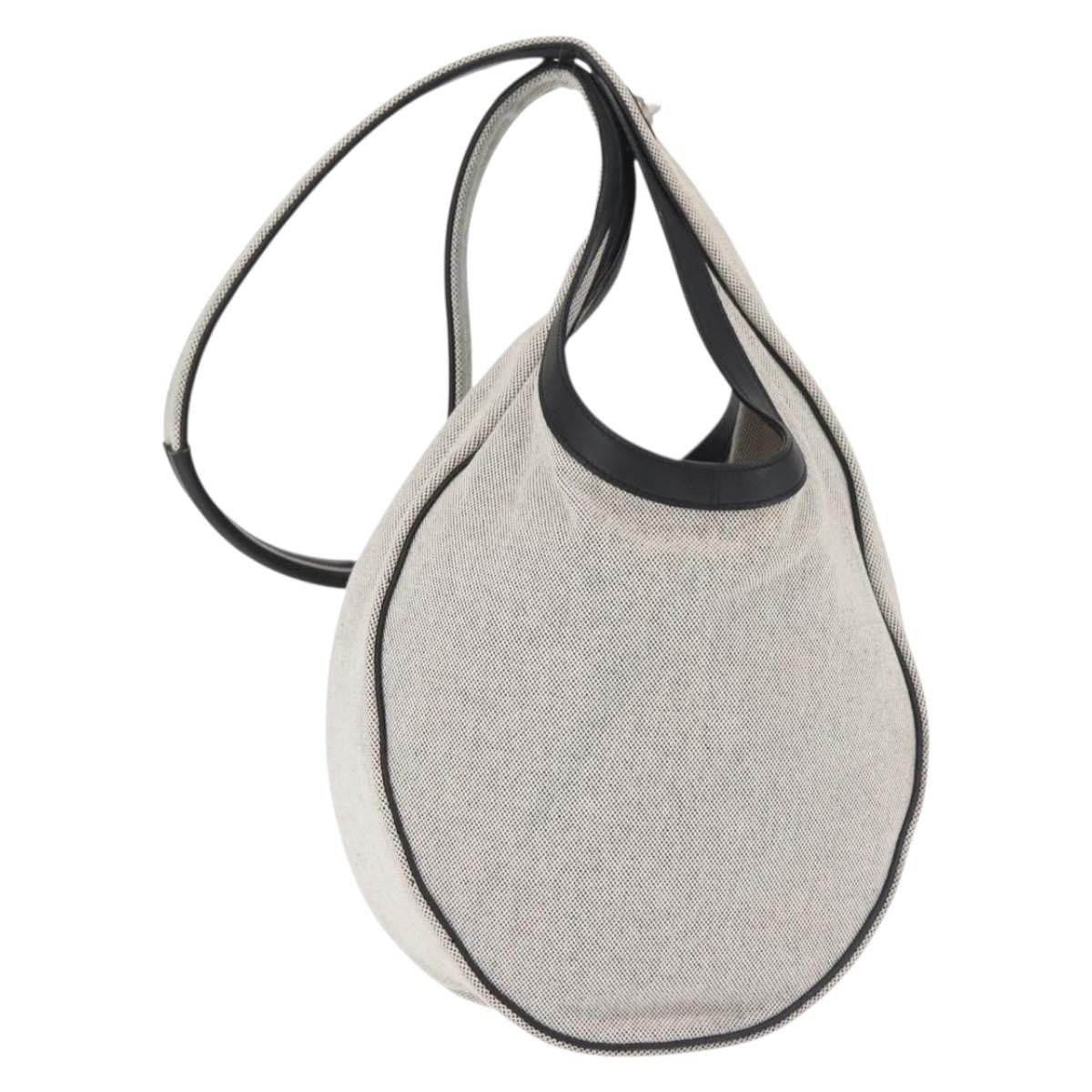 Hermes Sac Luco Canvas With Leather Gray Canvas Handbag (Pre-Owned)