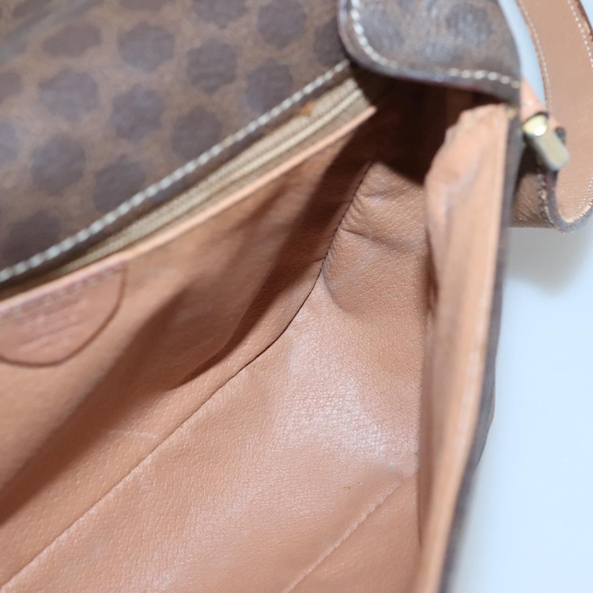Celine Vintage Macadam Circle Logo Canvas And Leather Brown Canvas Shoulder Bag Bag (Pre-Owned)