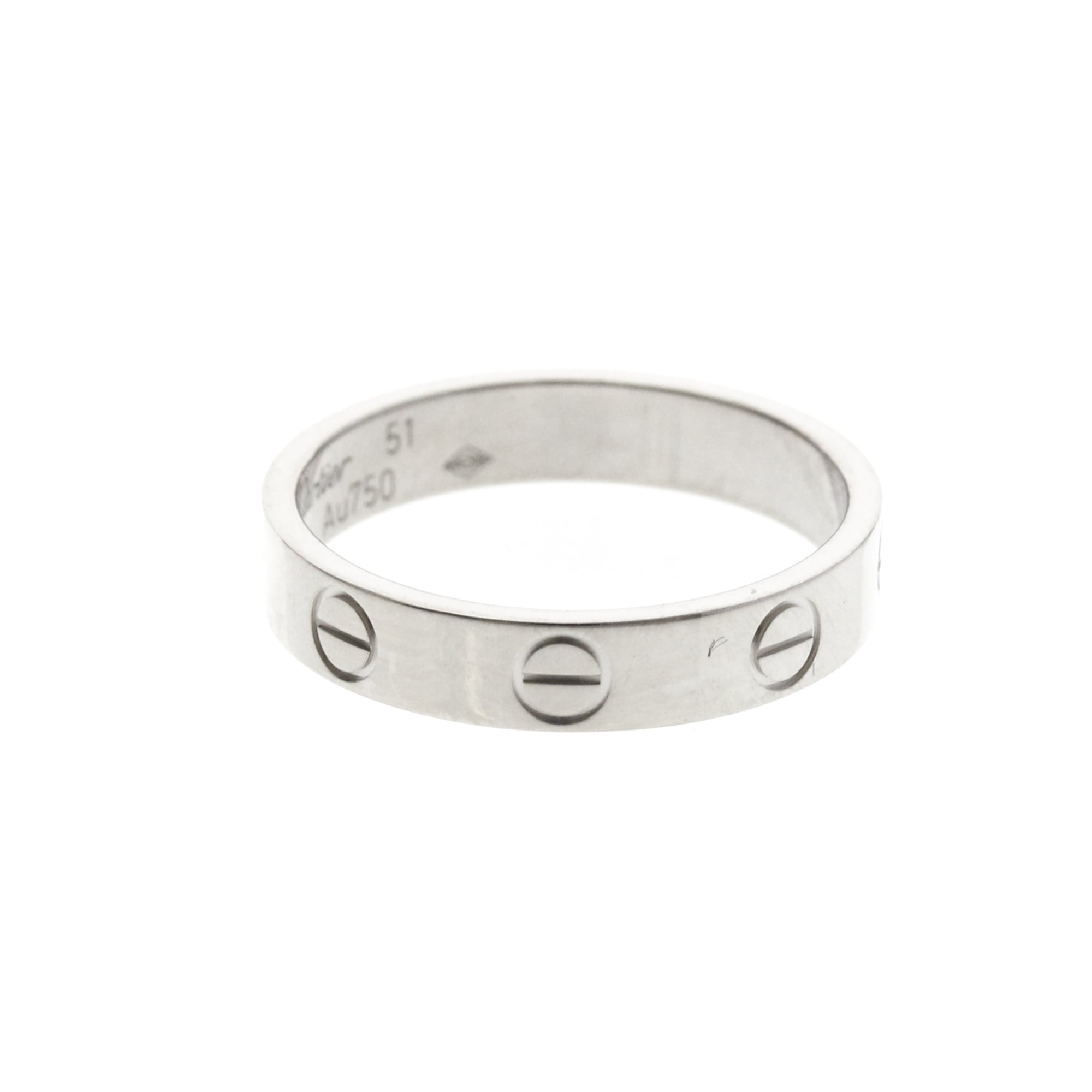 Cartier Love Band 18K White Gold Silver White_Gold Ring Jewelry (Pre-Owned)