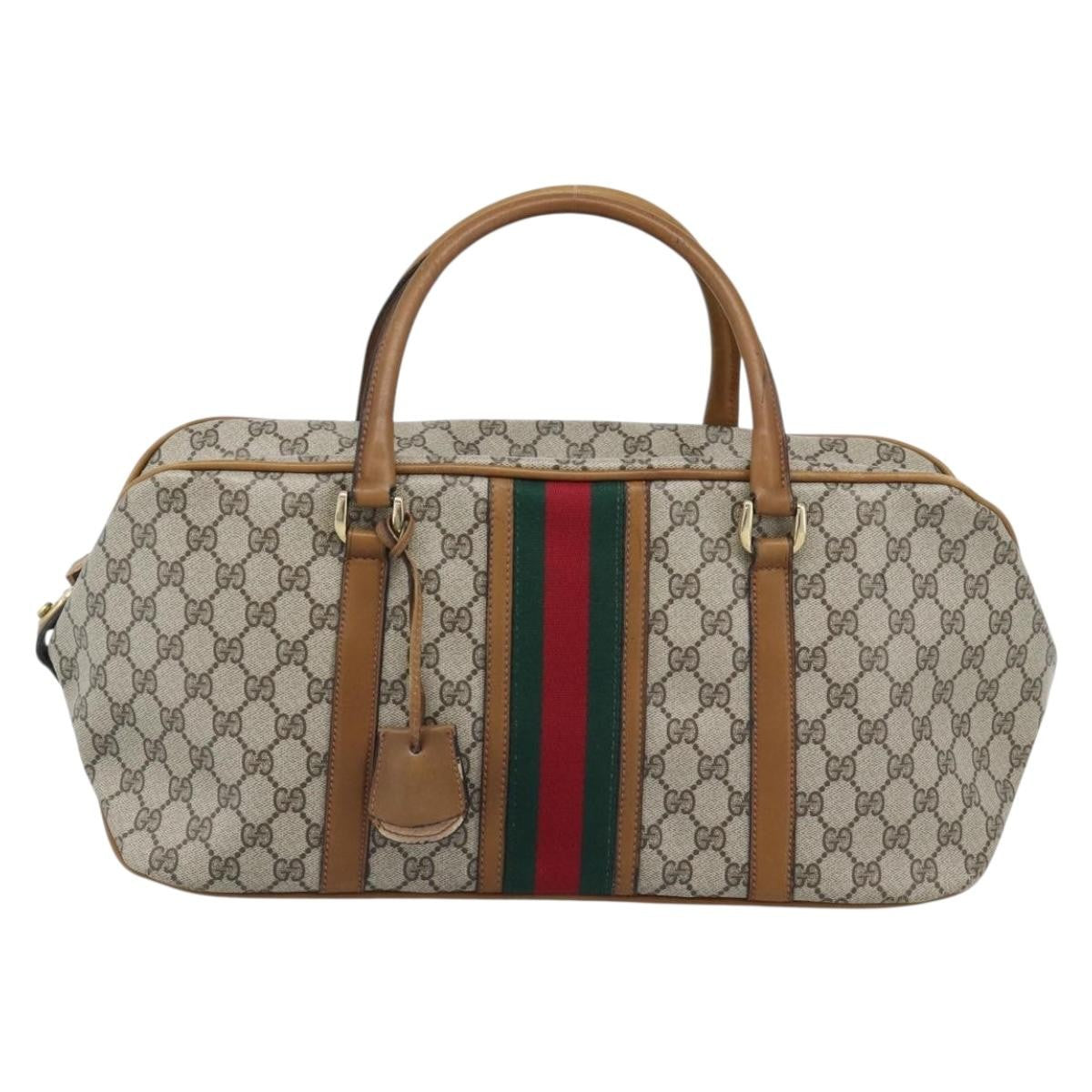 Gucci Zip Boston Gg Canvas And Leather Beige Pvc Handbag (Pre-Owned)