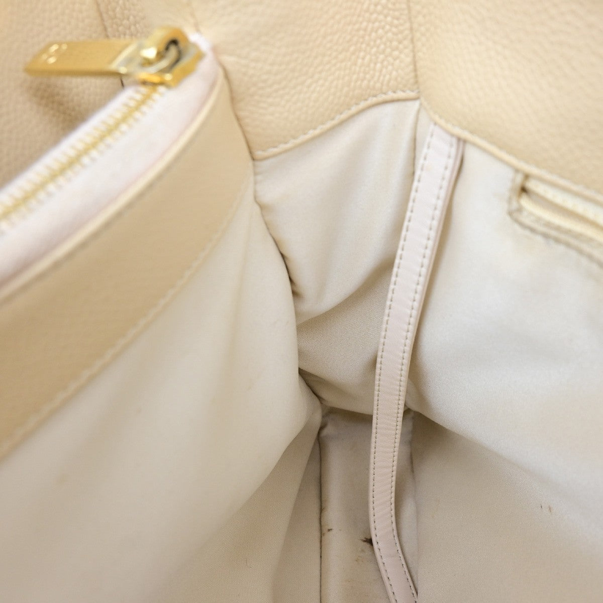 Chanel Grand Shopping Quilted Caviar Beige Leather Tote Bag Bag (Pre-Owned)
