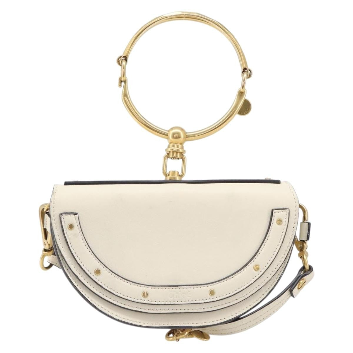 Chloe Nile Minaudière Leather White Leather Handbag (Pre-Owned)