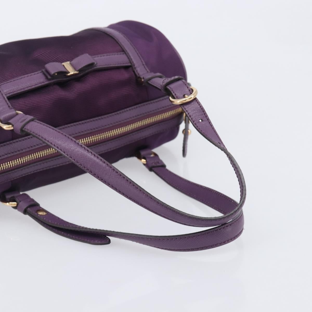 Salvatore Ferragamo Vara Bow Cylinder Bag Nylon Purple Nylon Shoulder Bag Bag (Pre-Owned)