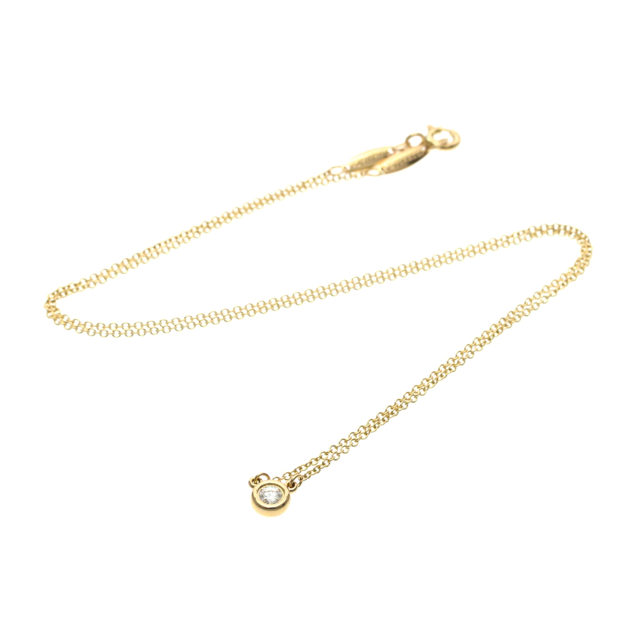 Tiffany & Co. Elsa Peretti Diamonds By The Yard 18K Rose Gold With Diamond Gold Pink_Gold Necklace Jewelry (Pre-Owned)