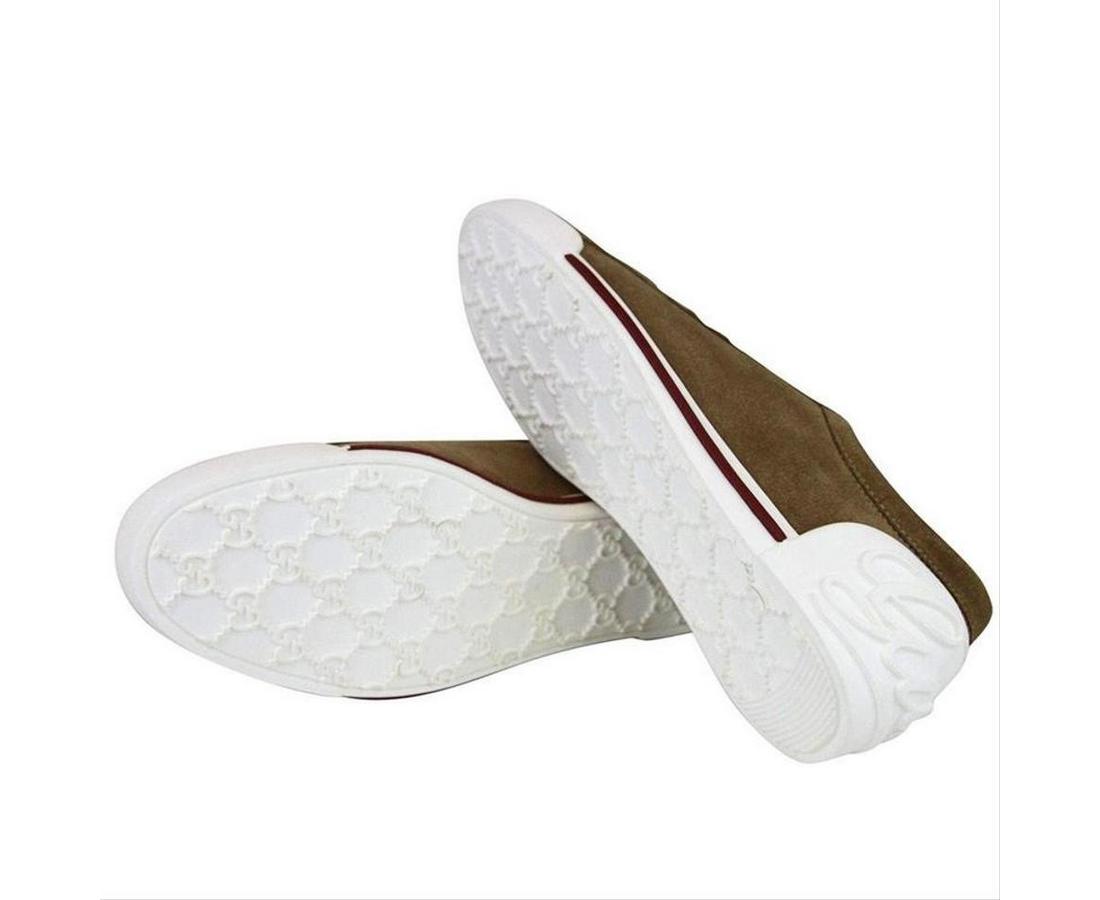 Gucci Women's Brown Leather / Suede Trainer with Script Logo Sneaker 281017 CBB00 2309