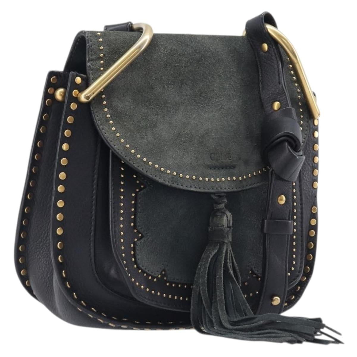Chloe Hudson Studded Leather Black Leather Handbag (Pre-Owned)