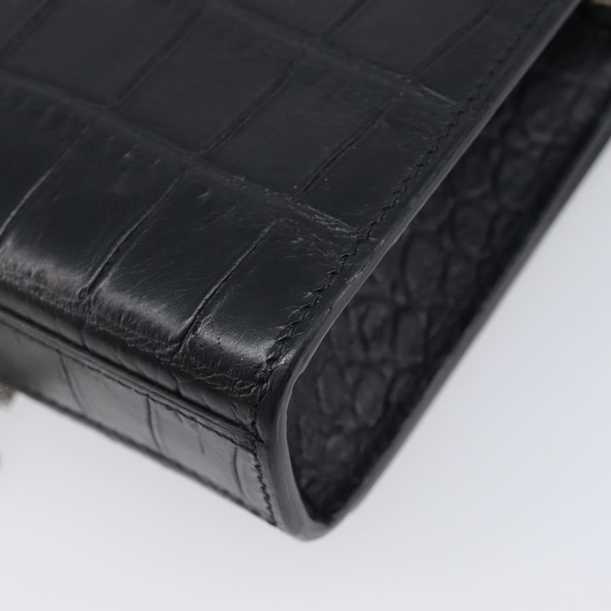 Saint Laurent Classic Monogram Tassel Chain Crocodile Embossed Leather Black Leather Crossbody Bag Bag (Pre-Owned)