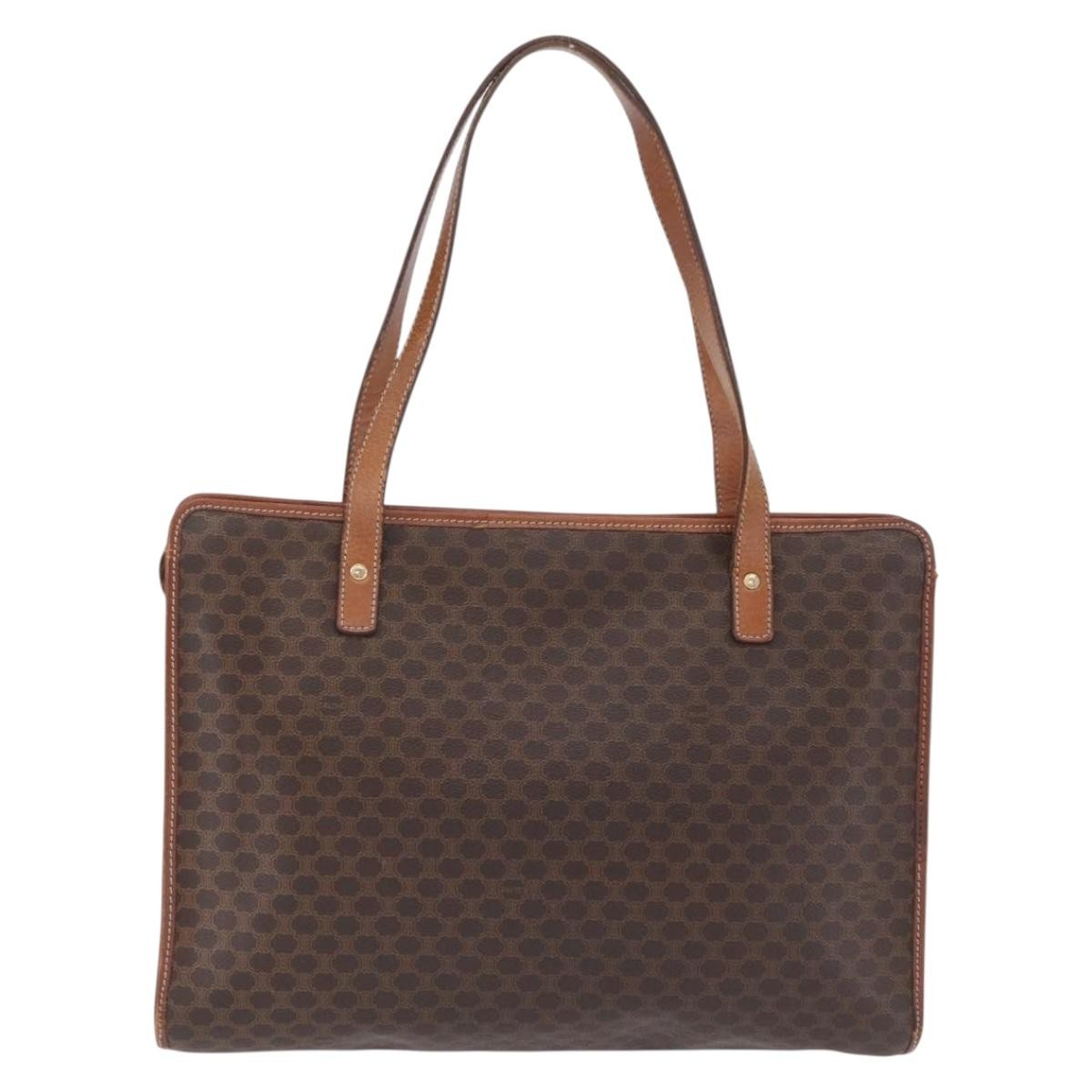 Celine Macadam Macadam With Leather Brown Canvas Tote Bag Bag (Pre-Owned)