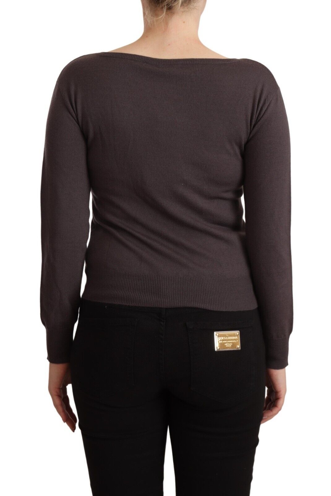 John Galliano Brown Wool Sequined Long Sleeves Pullover Women's Sweater
