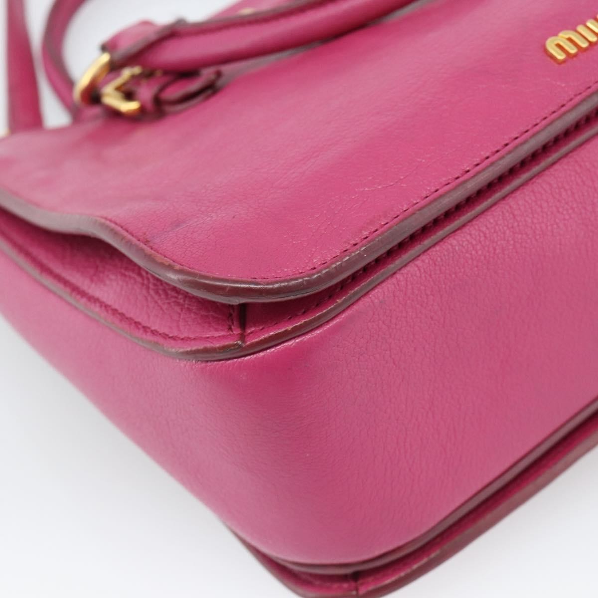 Miu Miu Madras Convertible Lock Leather Pink Leather Tote Bag Bag (Pre-Owned)