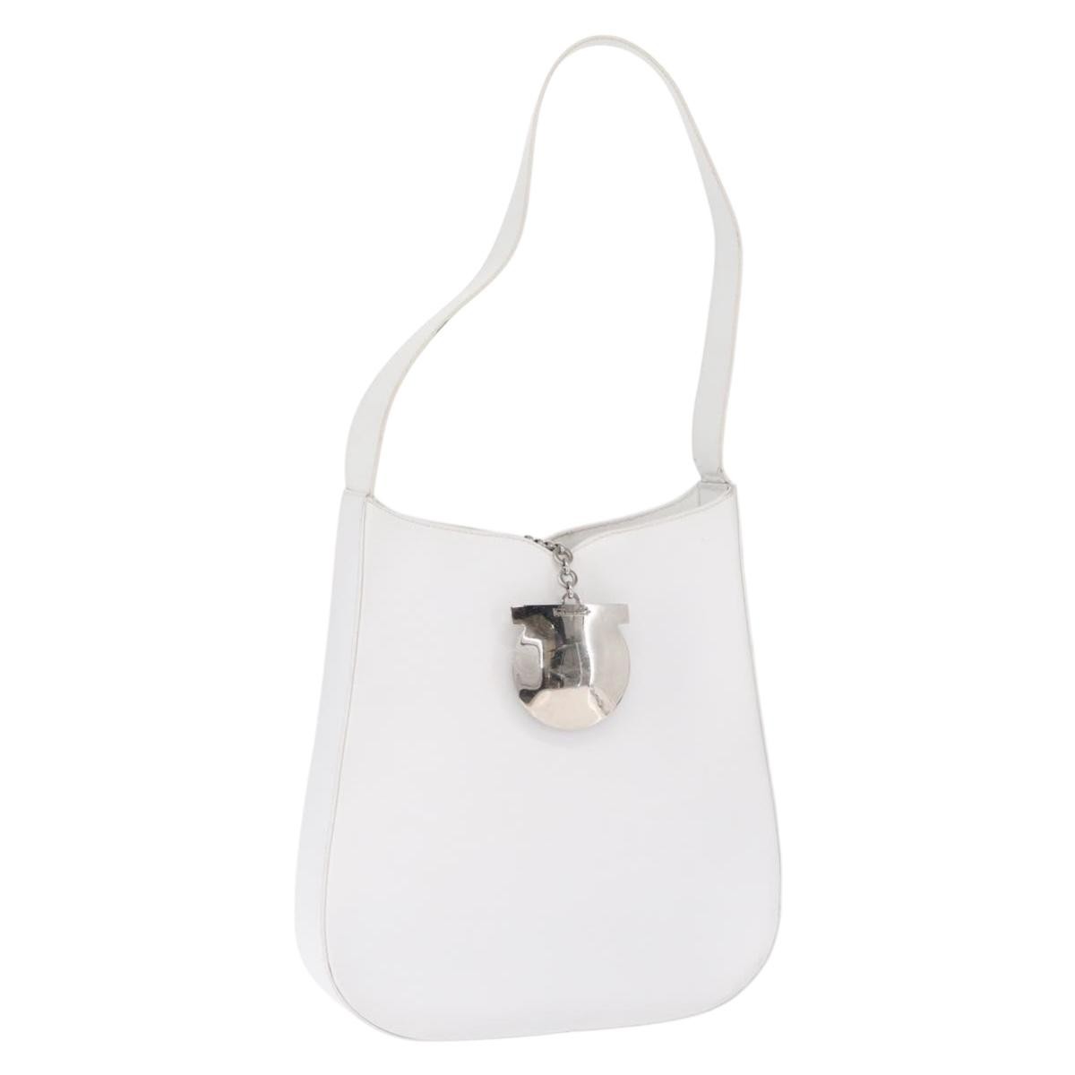 Salvatore Ferragamo Gancini Leather White Leather Shoulder Bag Bag (Pre-Owned)