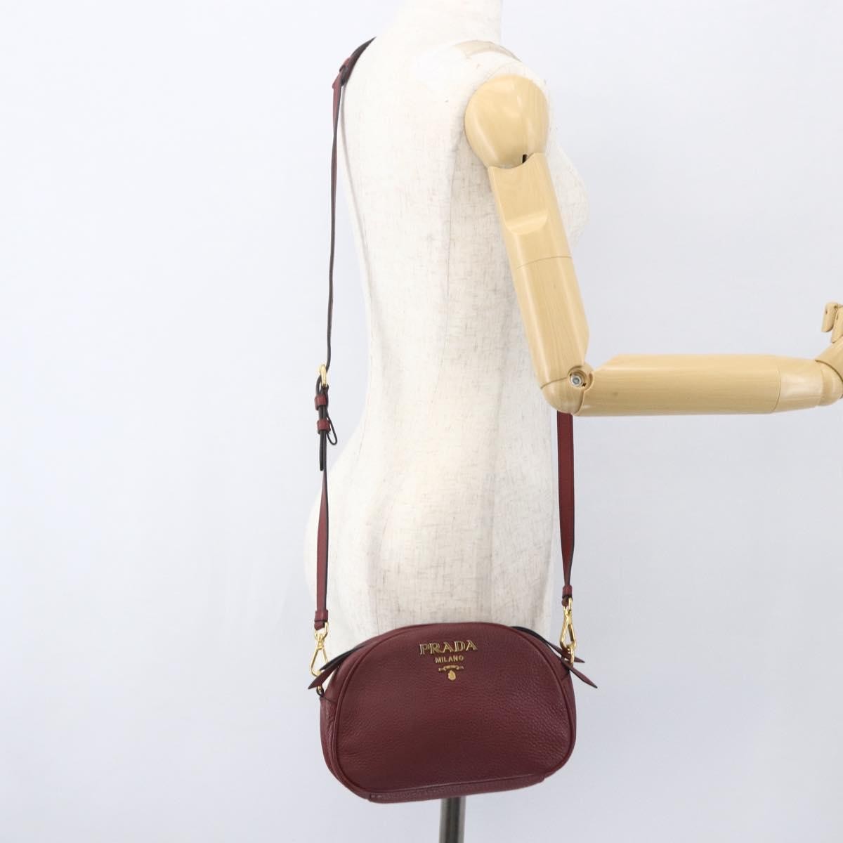 Prada Dual Strap Vitello Daino Burgundy Leather Shoulder Bag Bag (Pre-Owned)