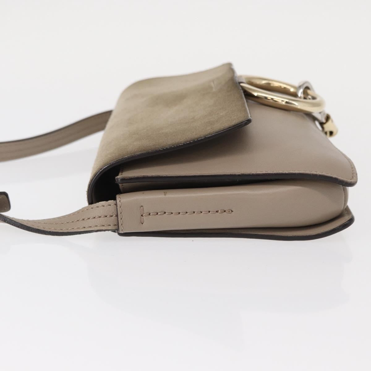 Chloe Faye Leather Beige Suede Shoulder Bag Bag (Pre-Owned)