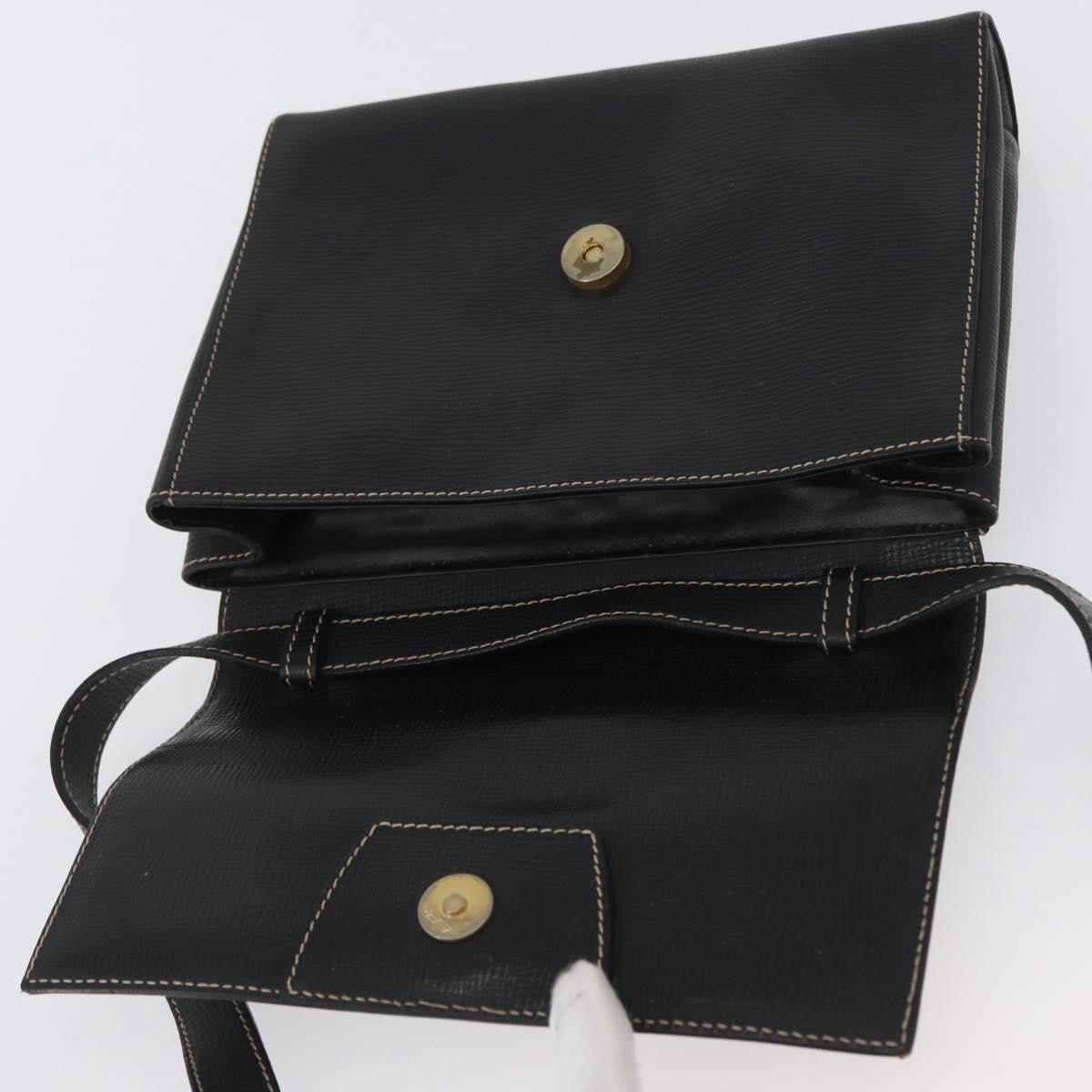 Celine Circle Logo Leather Black Leather Shoulder Bag Bag (Pre-Owned)