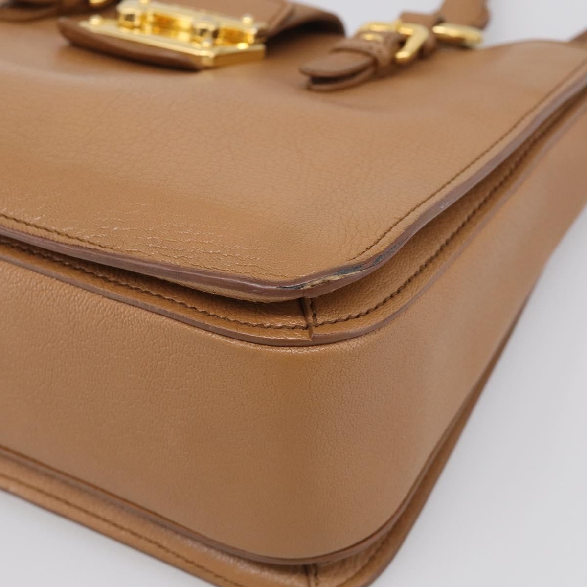 Miu Miu Madras Convertible Lock Leather Brown Leather Tote Bag Bag (Pre-Owned)