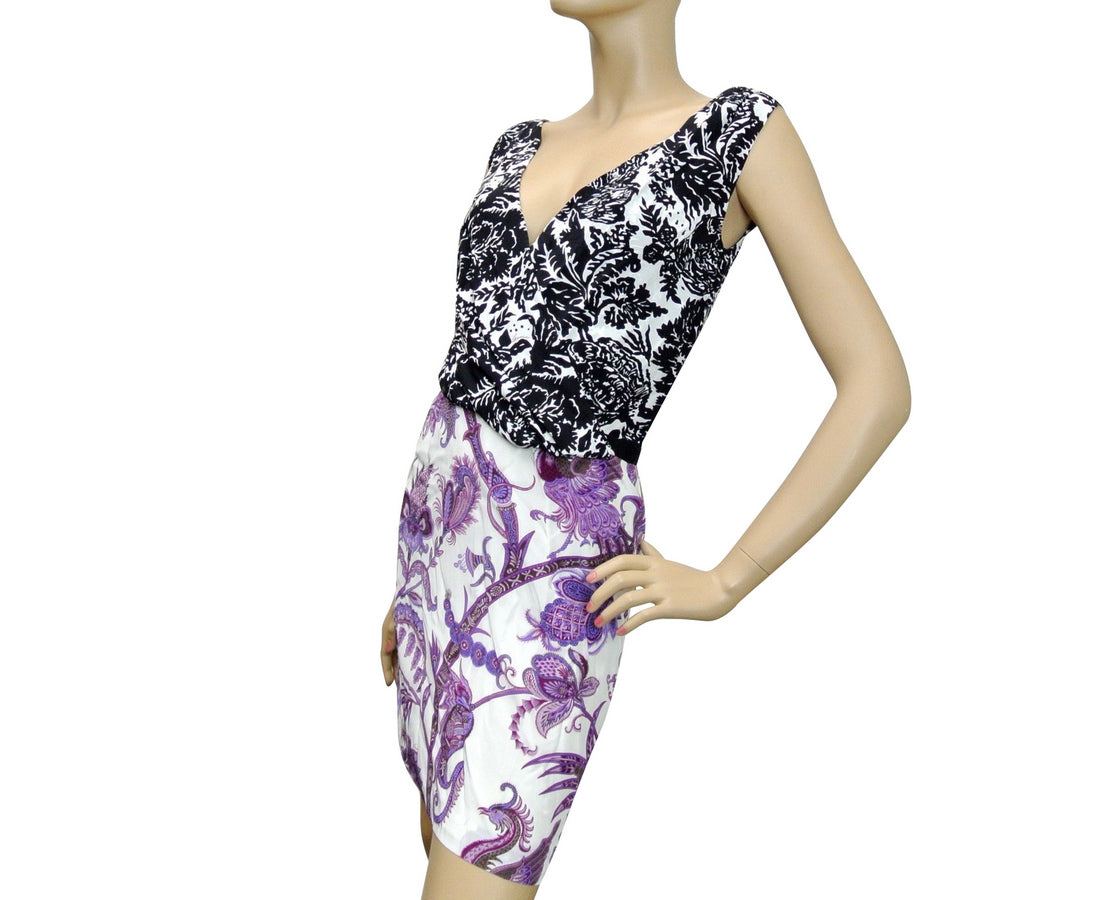 Gucci Women's V-Neck Runway Multi Color Silk Floral Dress