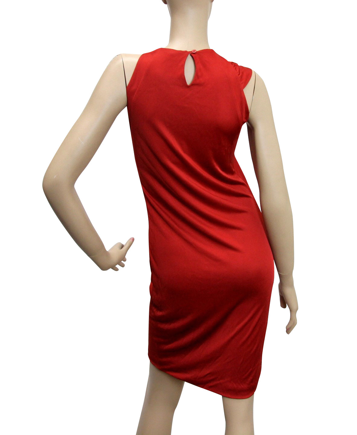 Gucci Women's Red Rayon Dress With Flower Brooch