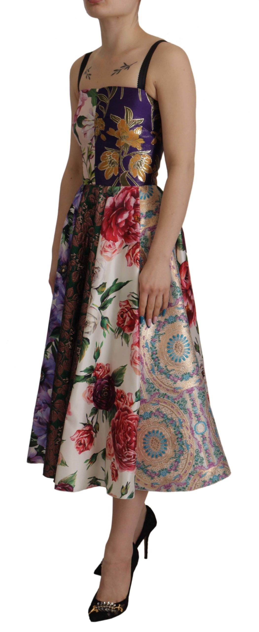 Dolce & Gabbana Patchwork Elegance Silk Blend Women's Dress