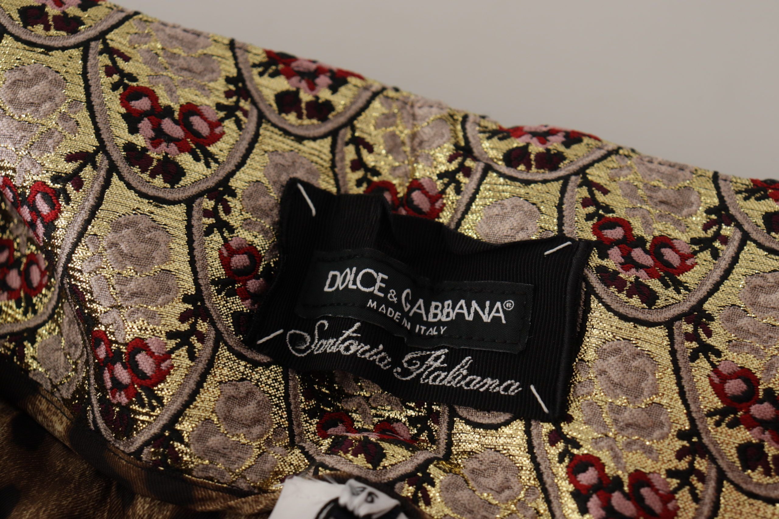 Dolce & Gabbana Brown Leopard Gold Jacquard High Waist Women's Pants