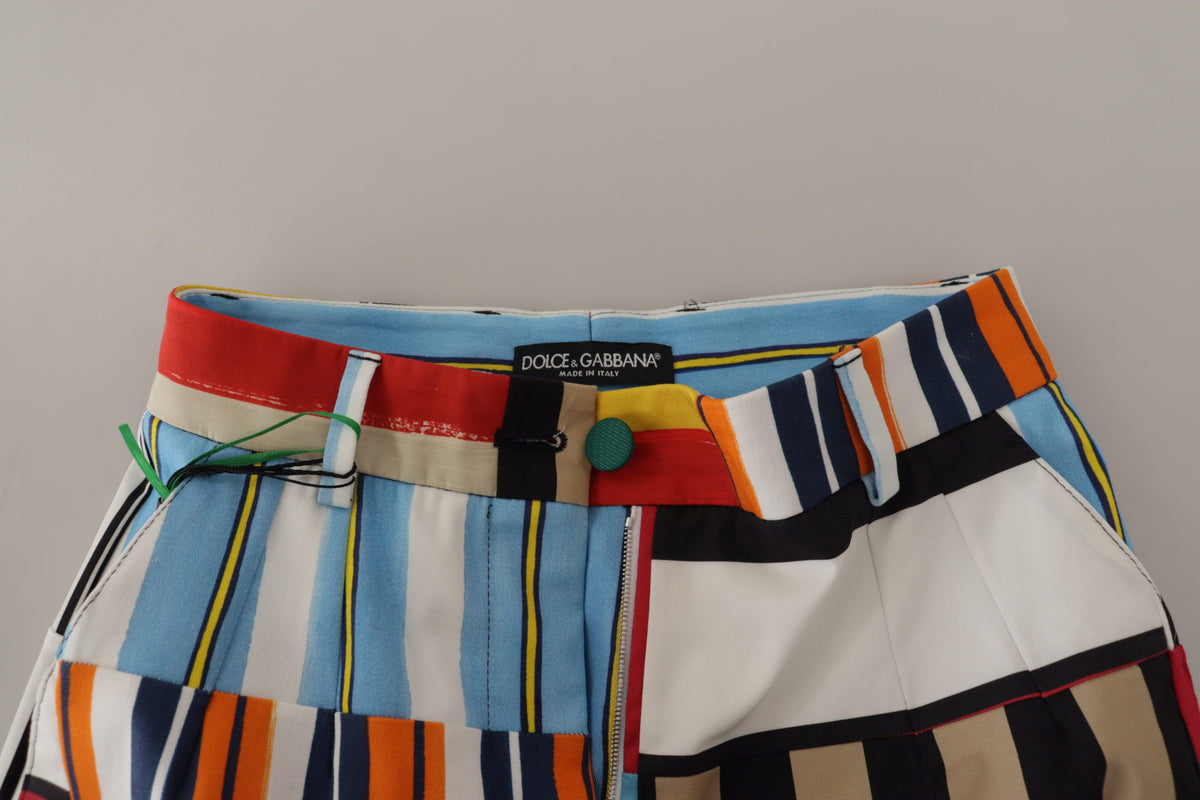 Dolce & Gabbana Multicolor Striped High Waist Cotton Women's Pants