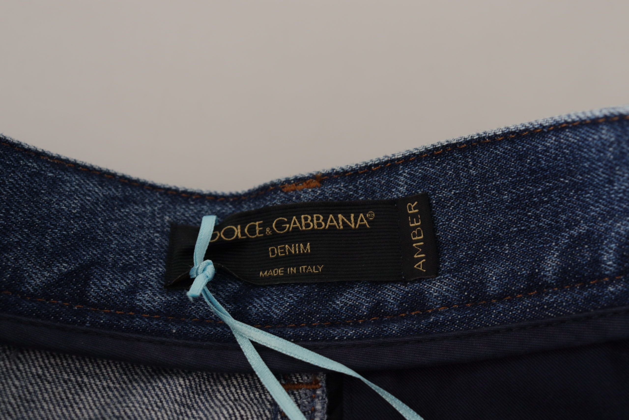 Dolce & Gabbana Blue Jeans Jacquard Majolica High Waist Women's Pants