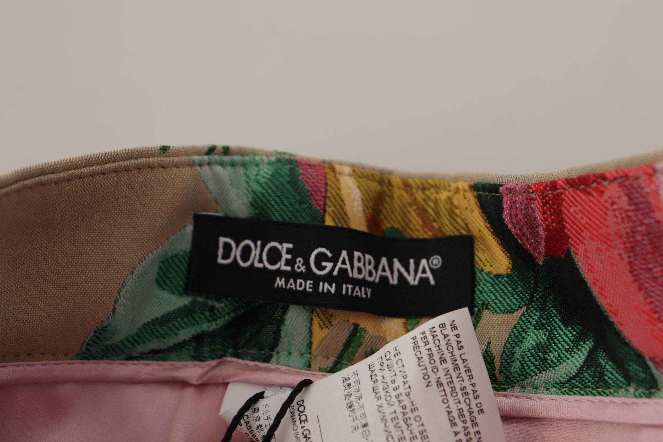Dolce & Gabbana Beige Floral Dress Formal High Waist Women's Pants