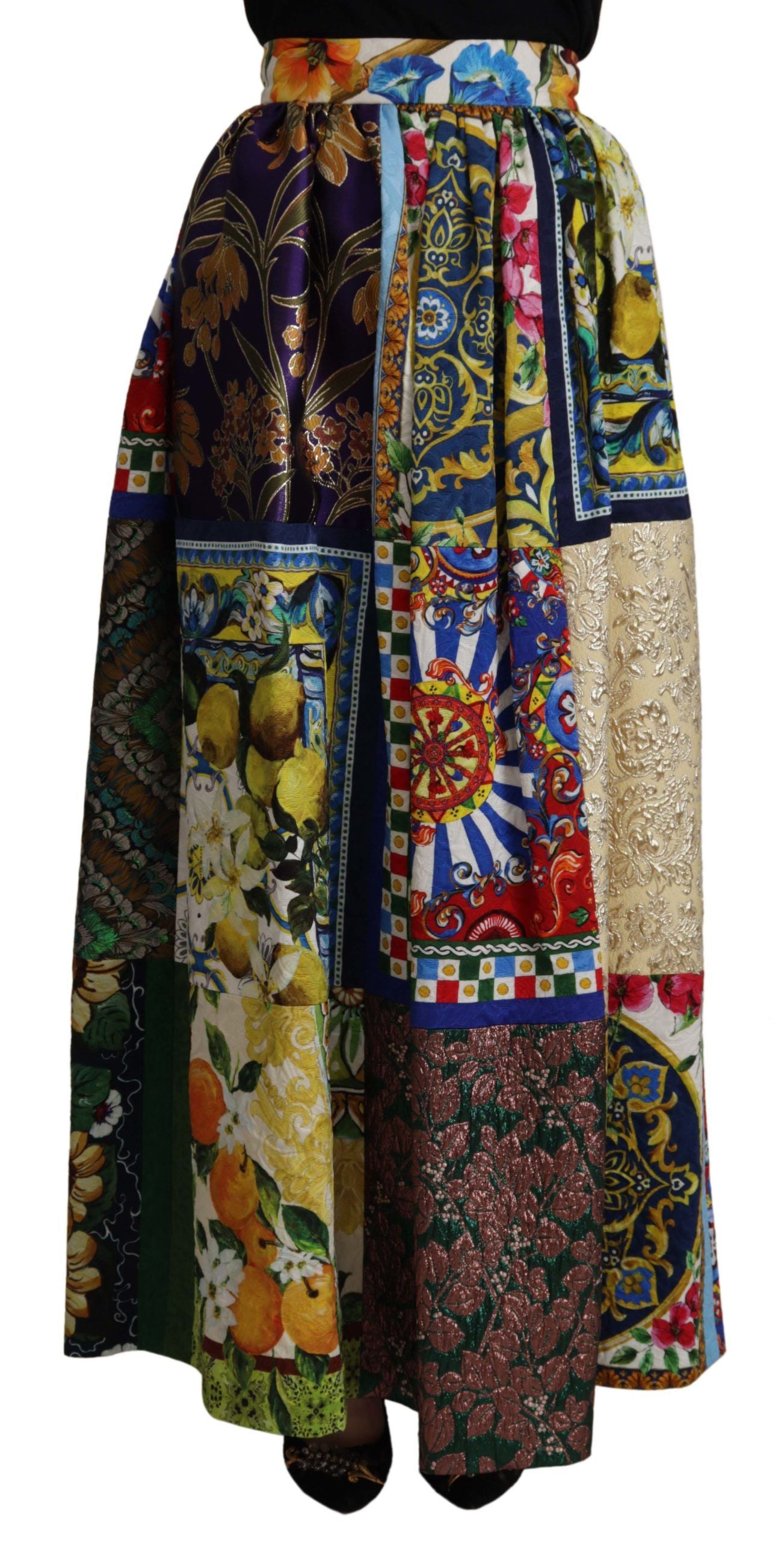 Dolce & Gabbana Multicolor Patchwork Sicily Long Maxi Women's Skirt