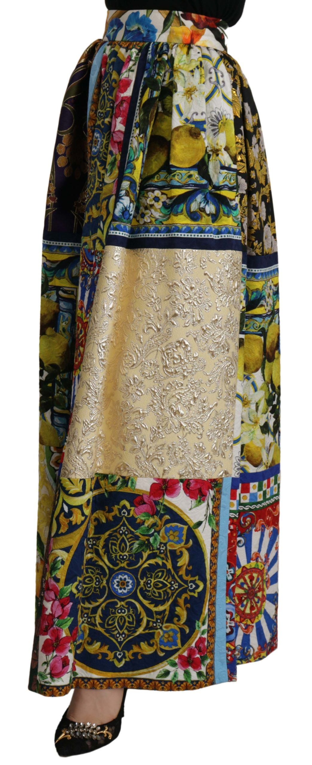 Dolce & Gabbana Multicolor Patchwork Sicily Long Maxi Women's Skirt