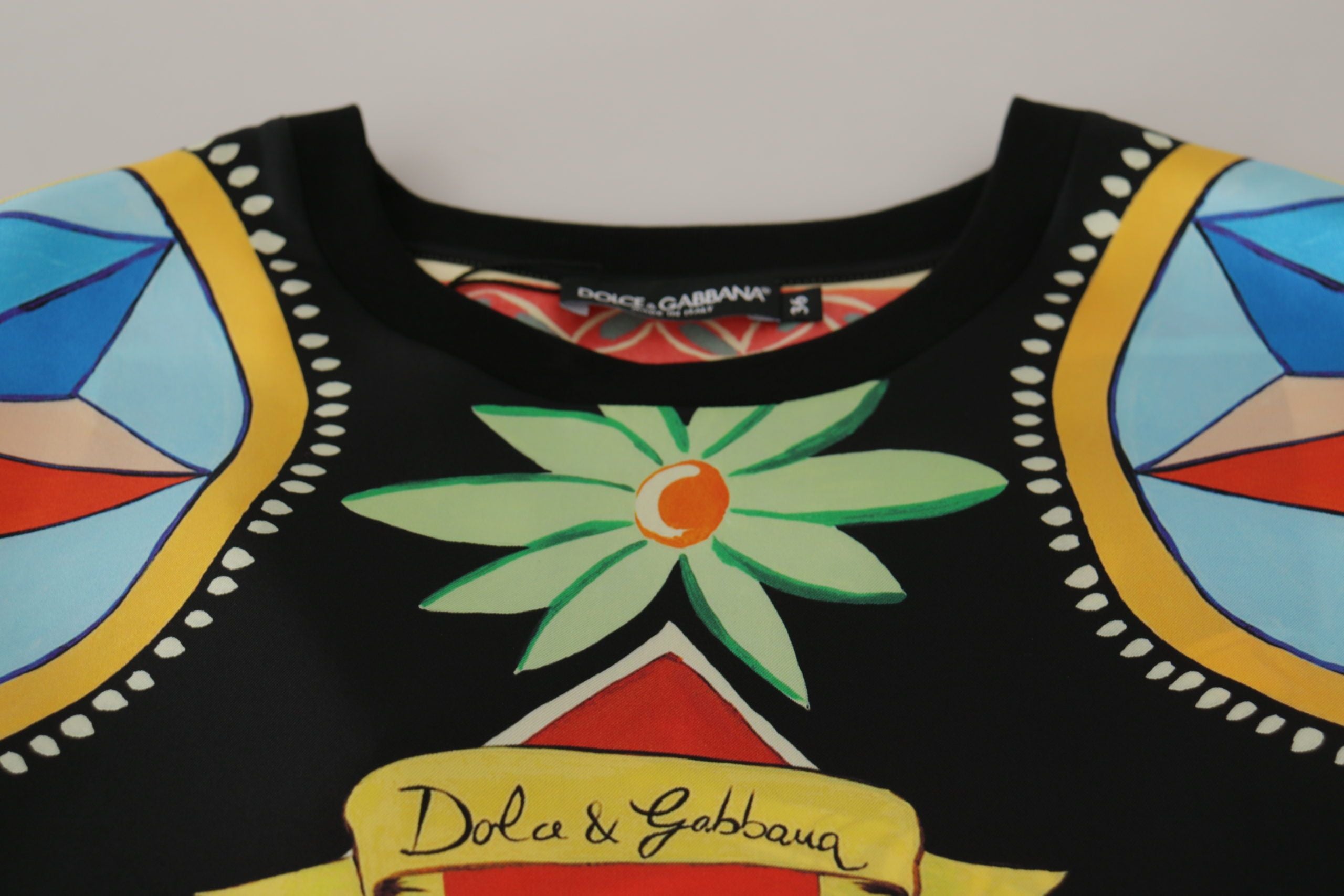 Dolce & Gabbana Multicolor Soldier Carretto Silk Top Women's T-shirt