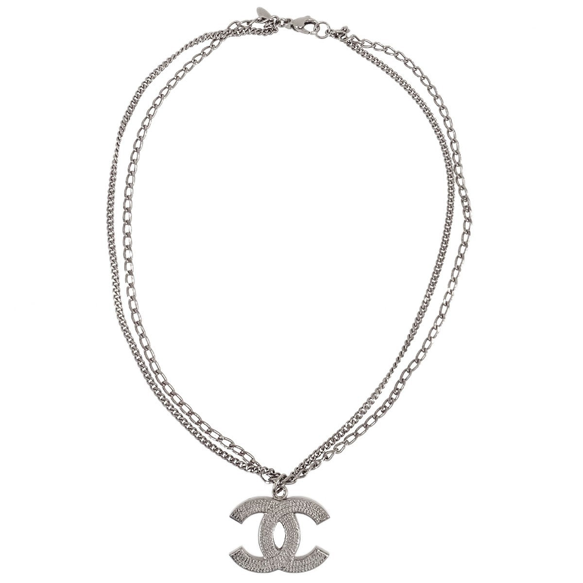 Chanel Quilted Cc Pendant Chain Metal Silver Silver_Plated Necklace Jewelry (Pre-Owned)