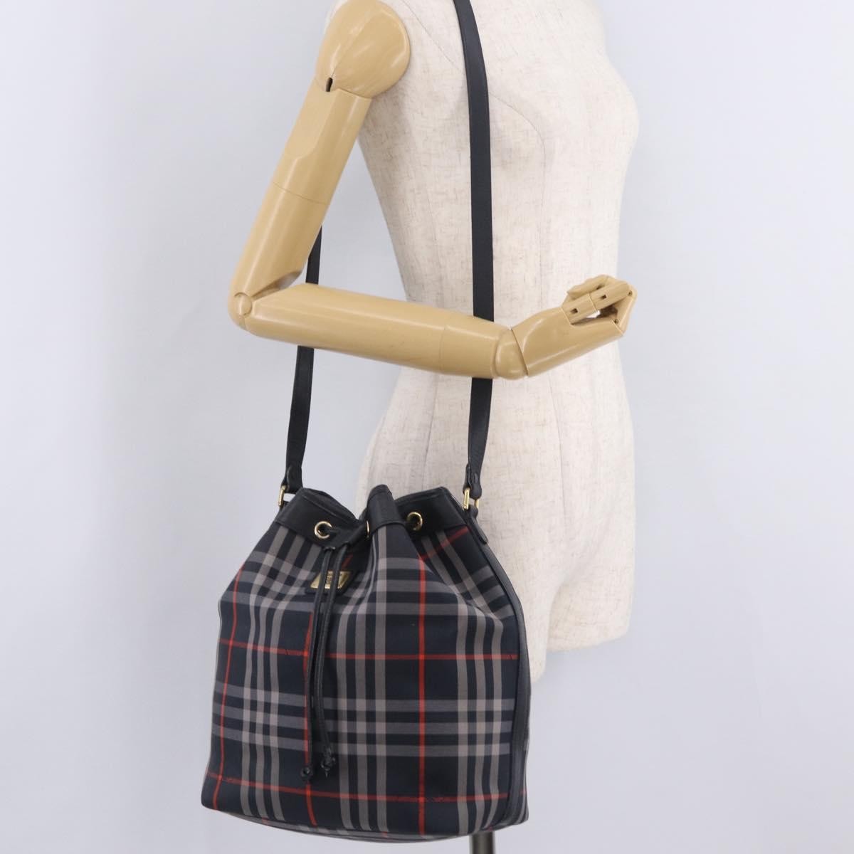 Burberry Nova Check Shoulder Bag Canvas Black Canvas Shoulder Bag Bag (Pre-Owned)