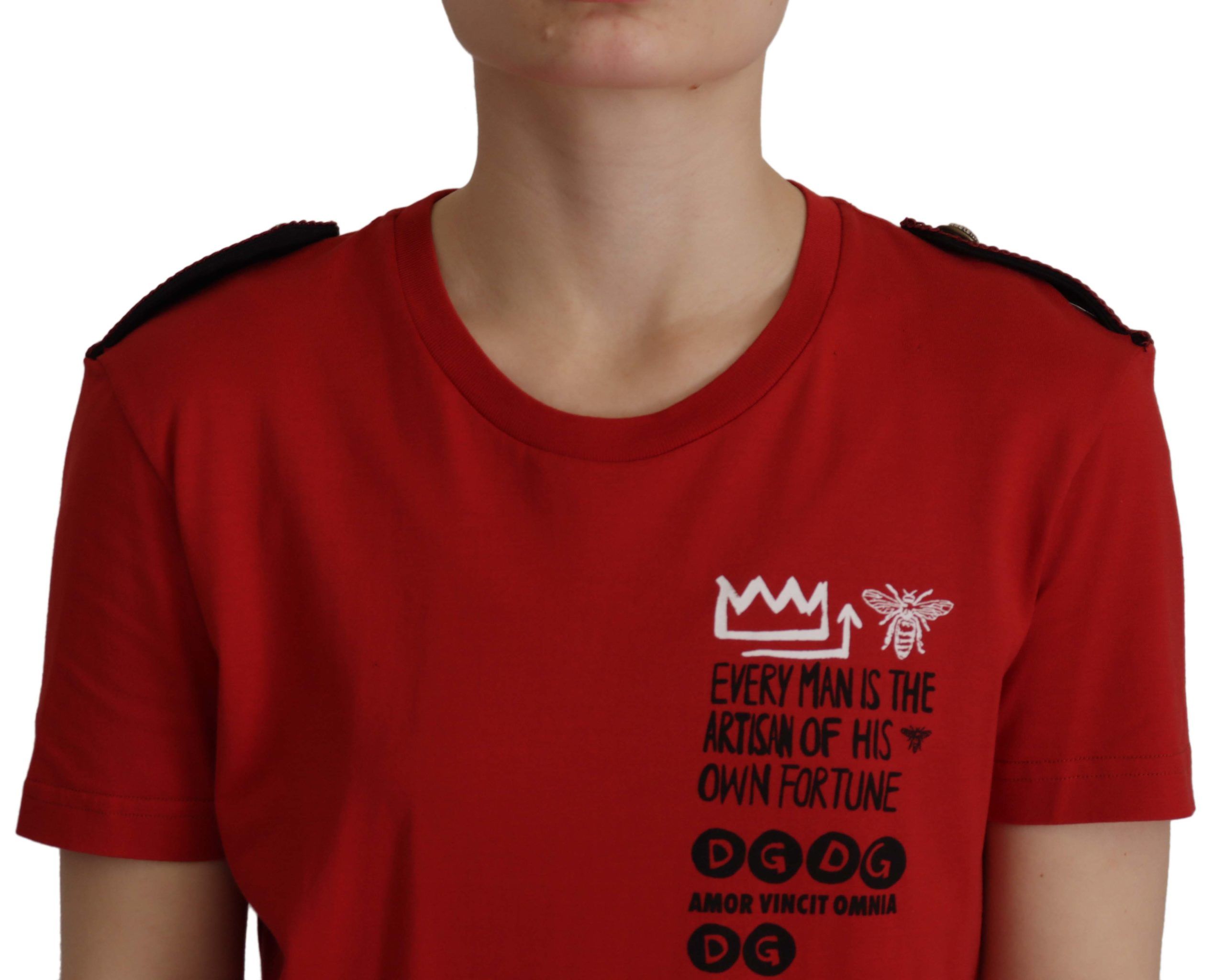 Dolce & Gabbana Red Amor Vincit Omnia Crewneck Women's T-shirt