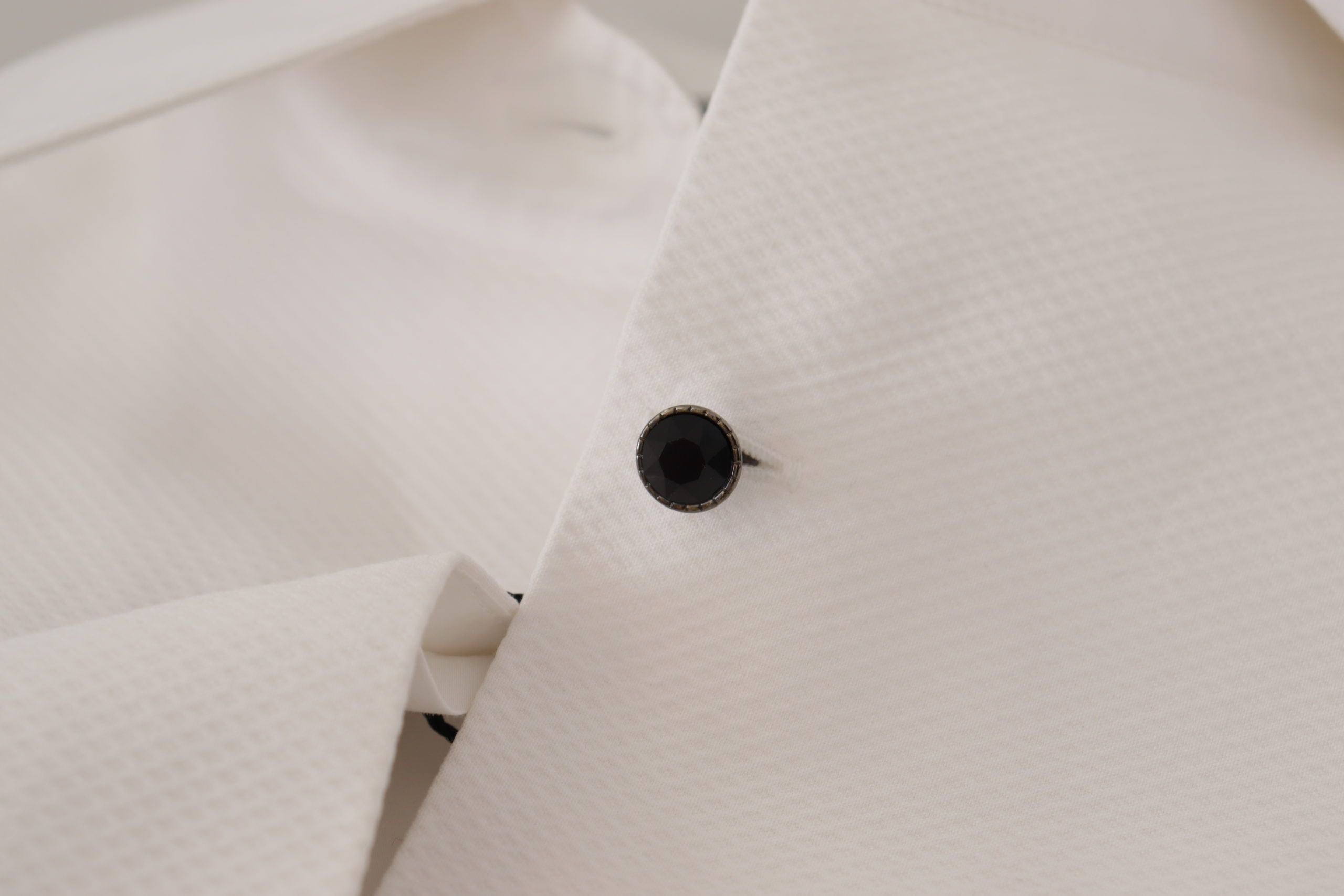 Dolce & Gabbana Elegant Sleeveless Tuxedo Blouse with Crystal Women's Buttons