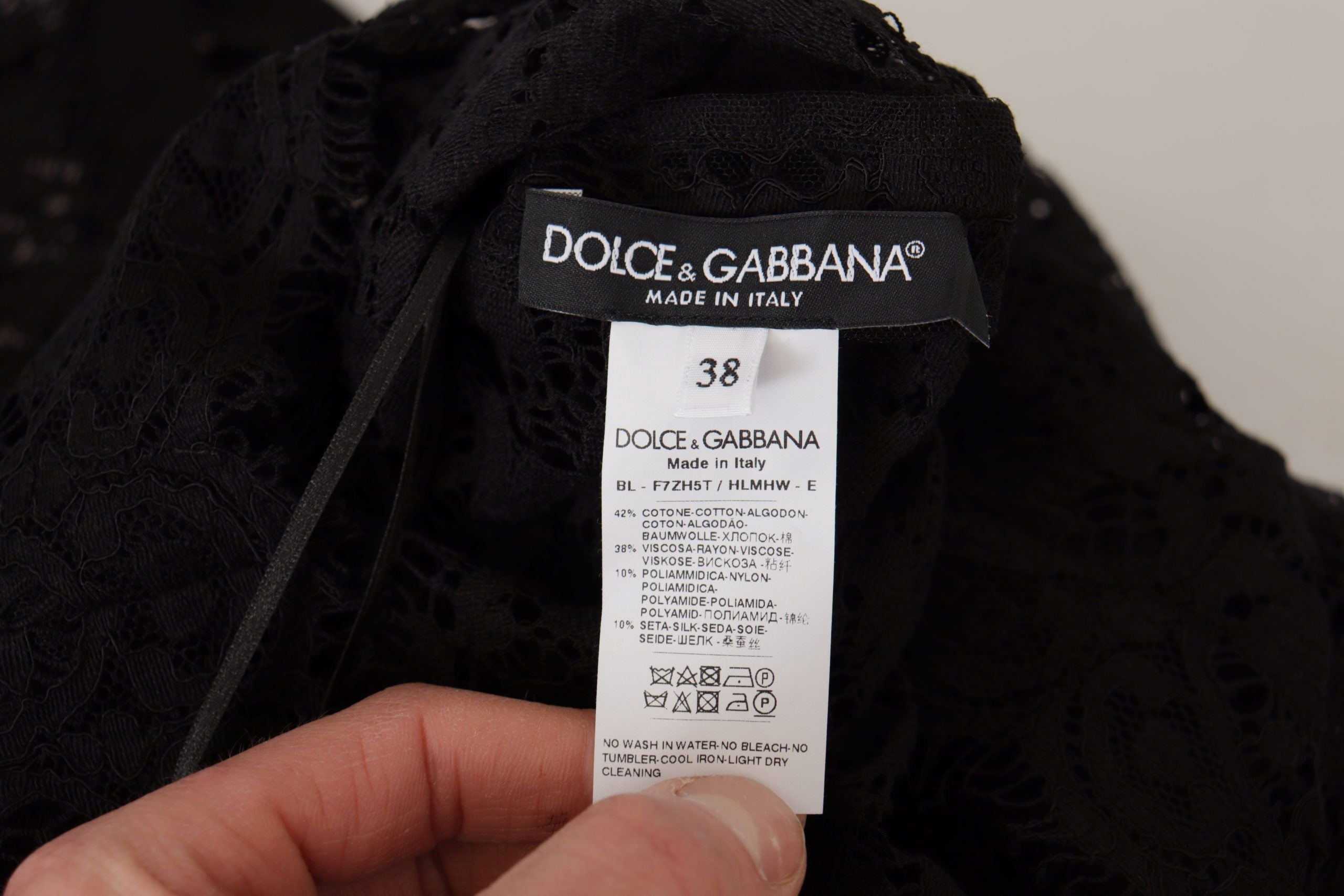 Dolce & Gabbana Black Floral Lace Pullover Sicily Women's Blouse