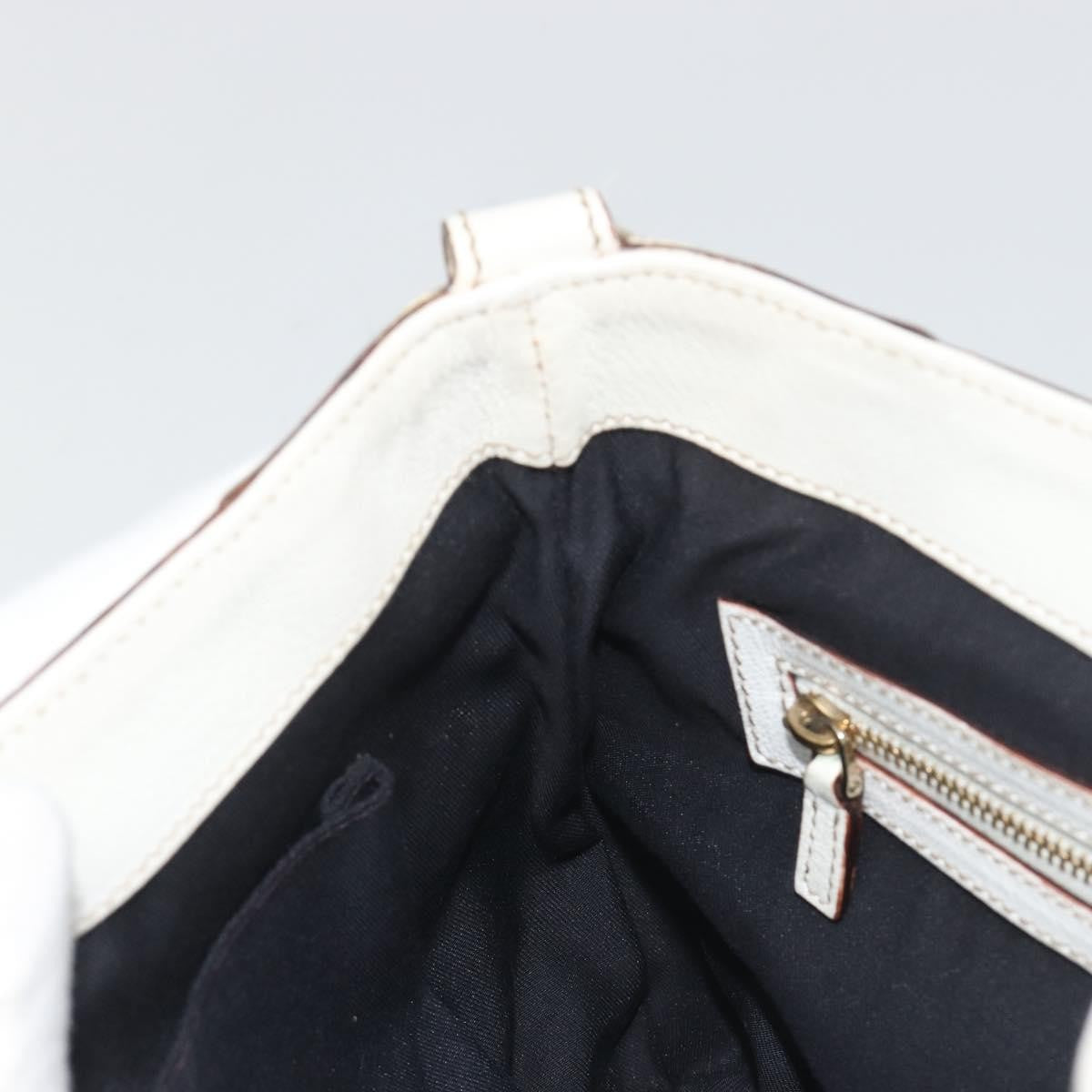 Gucci Sherry Line Chain Leather White Leather Tote Bag Bag (Pre-Owned)