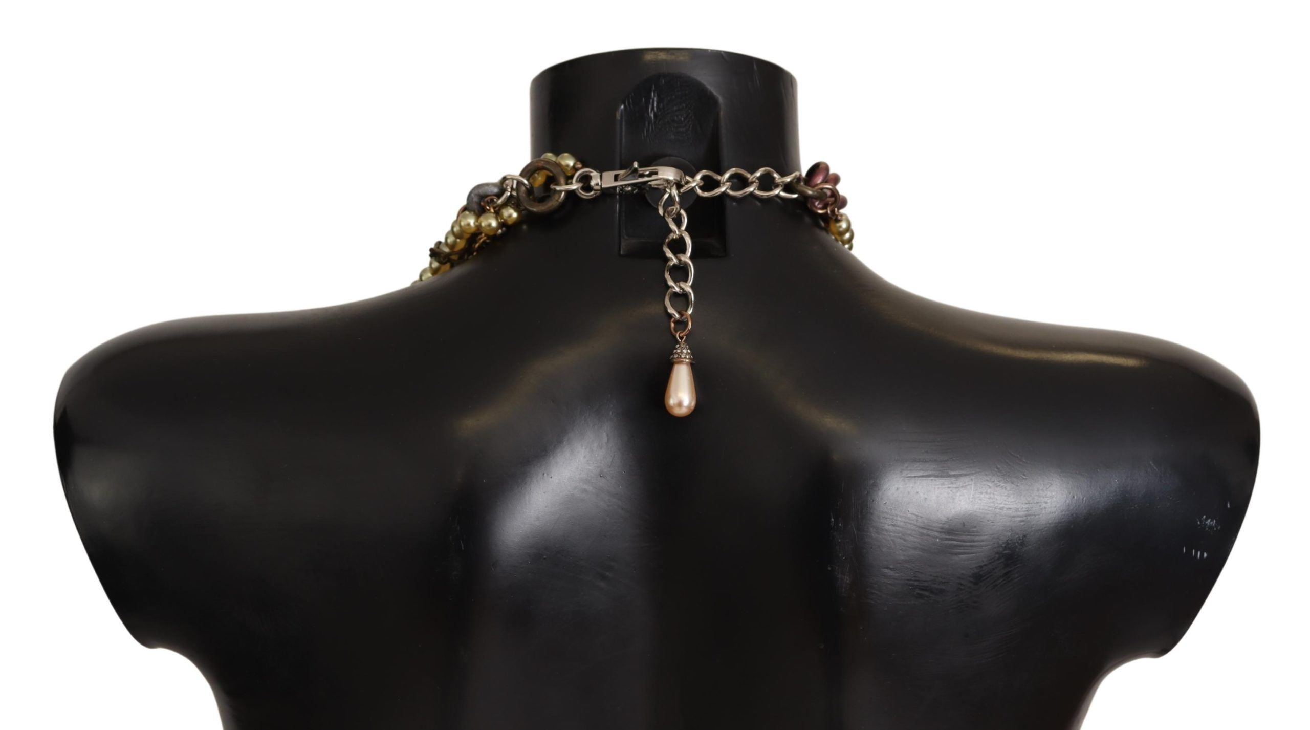 Dolce & Gabbana Gold Brass Sicily Floral Crystal Statement Women's Necklace