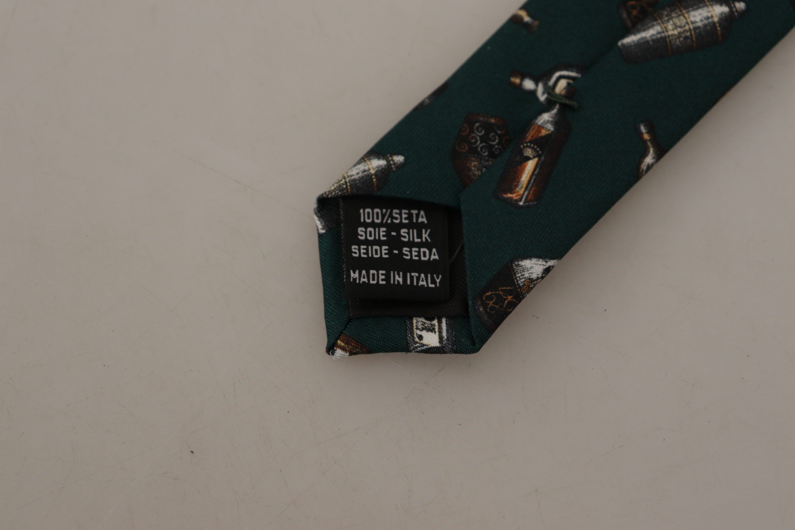 Dolce & Gabbana Black Bottle Fantasy Print Silk Adjustable Accessory Men's Tie