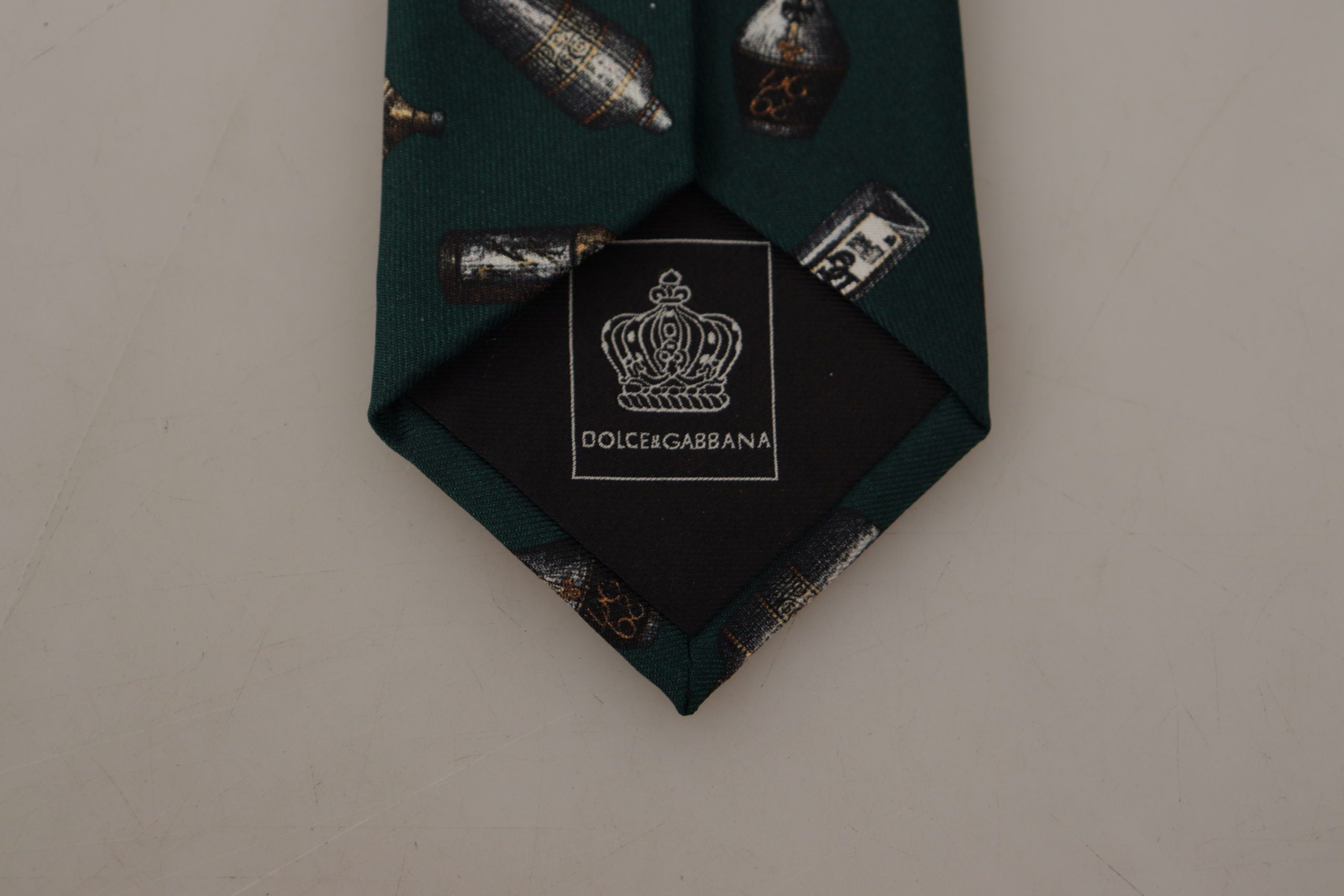 Dolce & Gabbana Black Bottle Fantasy Print Silk Adjustable Accessory Men's Tie