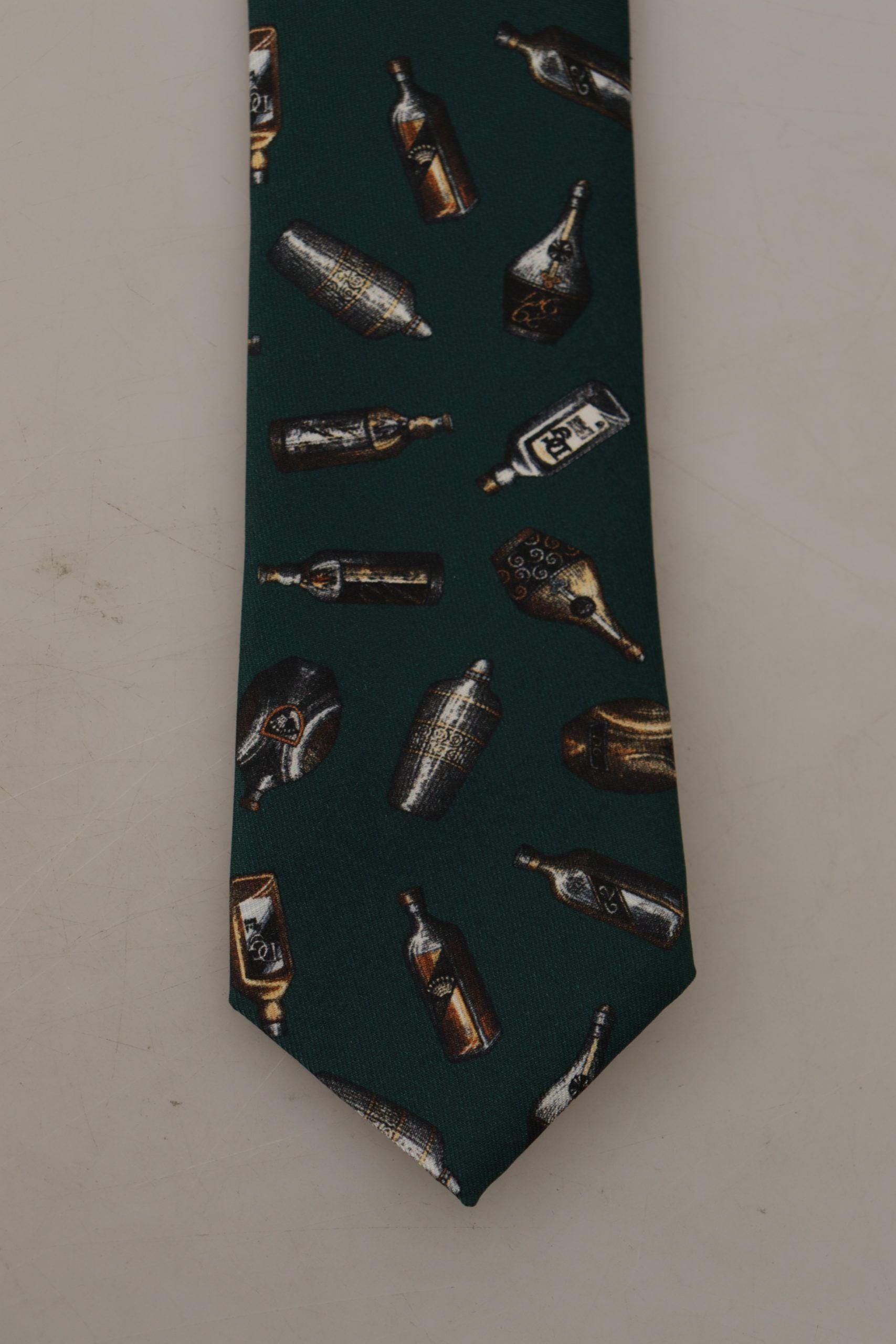 Dolce & Gabbana Black Bottle Fantasy Print Silk Adjustable Accessory Men's Tie