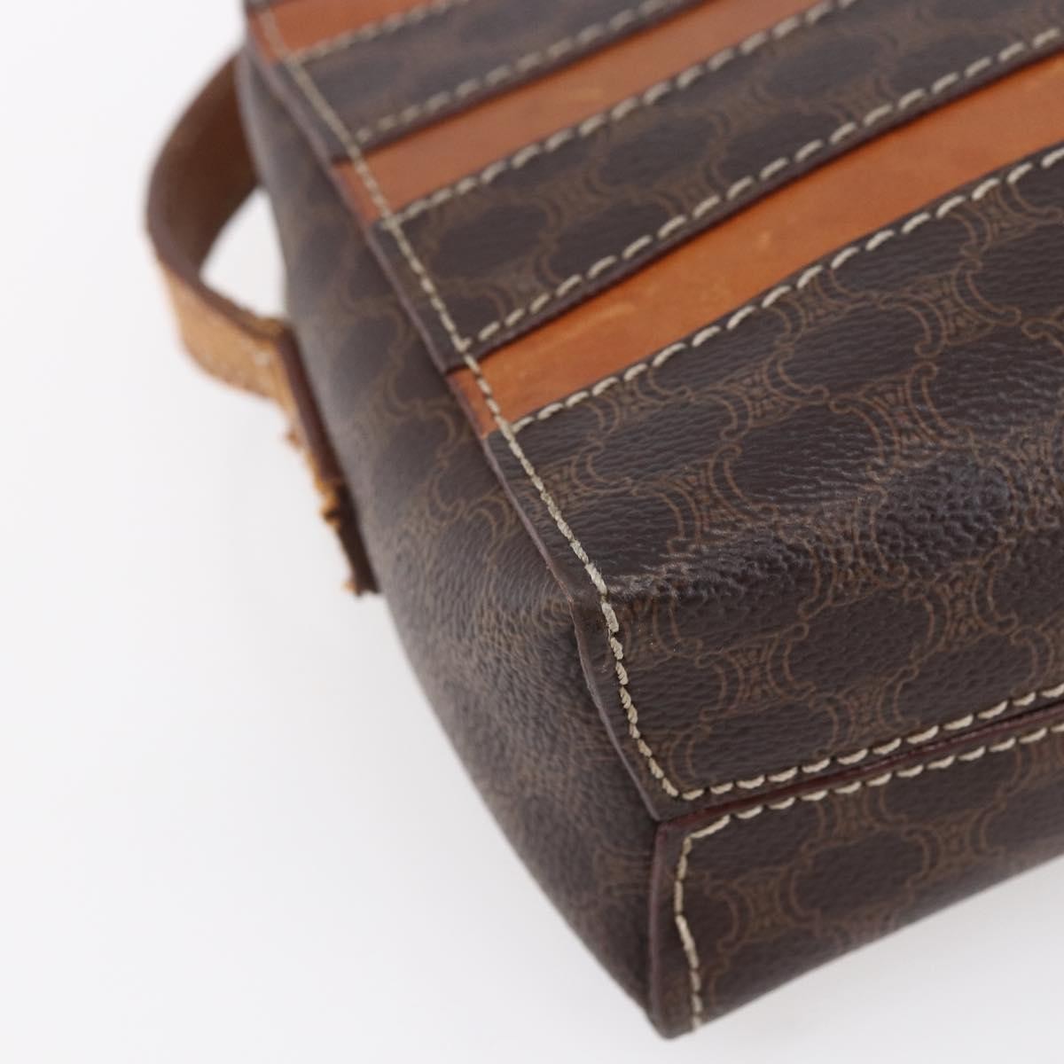 Celine Vintage Macadam Canvas And Leather Brown Canvas Shoulder Bag Bag (Pre-Owned)